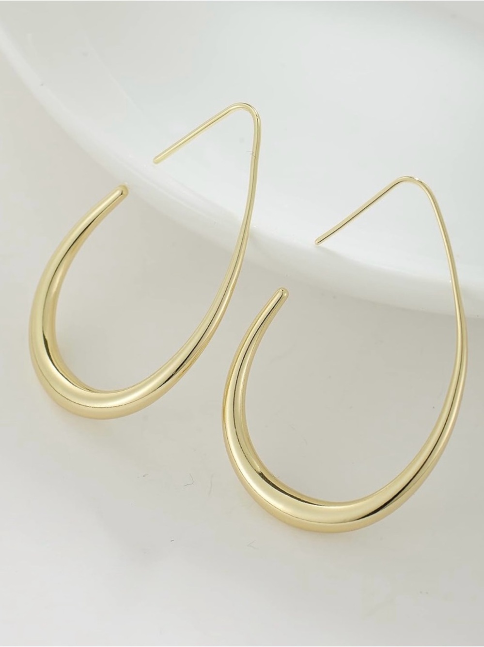 Lightweight 925 Sterling Silver Gold Teardrop Hoop Earrings for Women